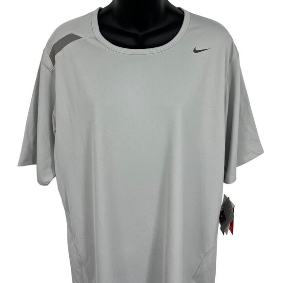 Nike Dri-Fit Mens Running Shirt Large Light Gray Athletic Tee Short Sleeve New - Picture 2 of 9